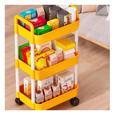 ESTANTE COCINA RYBIU HO30738 AMARILLO 3 NIVELES CON RUEDAS