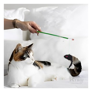 JUGUETE GATO MA29071 VARITA CON RATON VERDE + STICKERS RYBIU