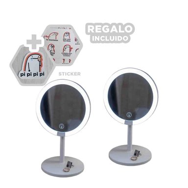ESPEJO DISEÑO CIRCULAR EN TONO BLANCO Y+REGALO STICKERS