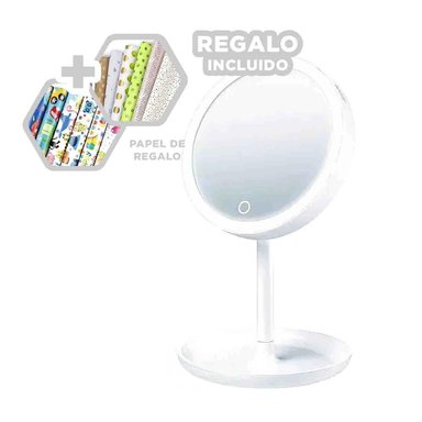 ESPEJO DE MAQUILLAJE LED EN BLANCO Y+PAPEL DE REGALO