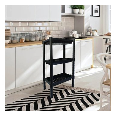 ESTANTE RYBIU HO29700 NEGRO PRACTICO 3 NIVELES + REGALO STICKERS - 2