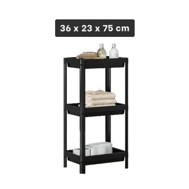 ESTANTE RYBIU HO29700 NEGRO PRACTICO 3 NIVELES + REGALO STICKERS - 4