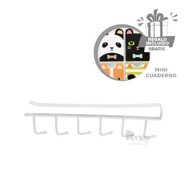 SOPORTE RYBIU HO29714 BLANCO MULTIUSOS CON 6 GANCHOS + REGALO AGENDITA