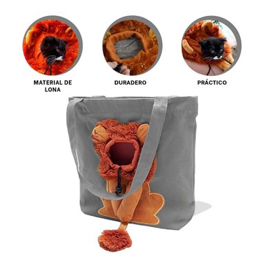 MALETIN PORTATIL LEON PLOMO CON BOLSILLOS AMPLIOS PARA GUARDAR JUGUETES - 3