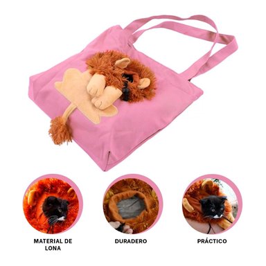 MOCHILA MODERNA LEON ROSADO CON MATERIAL RESISTENTE PARA SALIDAS Y PASEOS - 3