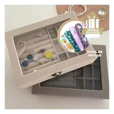 JOYERO RYBIU BE32249 TERCIOPELO BEIGE MULTIFUNCIONAL ORGANIZADOR PAPEL REGALO