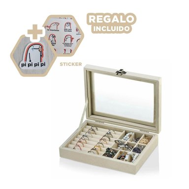 JOYERO RYBIU BE32249 TERCIOPELO BEIGE JOYAS STICKERS