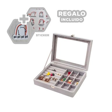 JOYERO RYBIU BE32250 TERCIOPELO GRIS JOYAS STICKERS