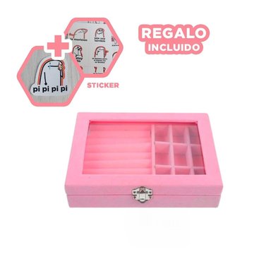 JOYERO RYBIU BE32251 TERCIOPELO ROSADO JOYAS STICKERS