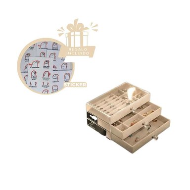 JOYERO RYBIU BE32217 3 ESPACIOS DAMAS Y STICKERS BEIGE