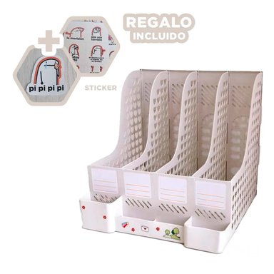 SET SOPORTE RYBIU HO29739 BLANCO ROSADO ORGANIZAR CUADERNOS + REGALO STICKERS