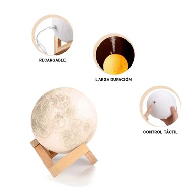 DIFUSOR RYBIU HO30753 TRANSPARENTE HUMIDIFICADOR LUZ FORMA LUNA - 3