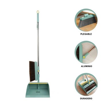 SET LIMPIEZA RYBIU HO30849 ESCOBA FAMILIAR MODERNO + RECOGEDOR VERDE - 3