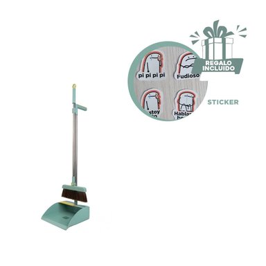 SET LIMPIEZA RYBIU HO30849 ESCOBA FUNCIONAL VERDE Y + STICKERS