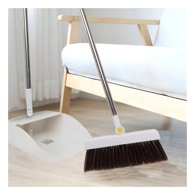SET LIMPIEZA RYBIU HO30847 ESCOBA + RECOGEDOR RESISTENTE BLANCO - 2