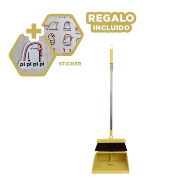 SET LIMPIEZA RYBIU HO30848 ESCOBA MULTIFUNCIONAL AMARILLO Y + STICKERS