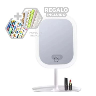 ESPEJO DE MAQUILLAJE LED EN BLANCO Y+PAPEL DE REGALO