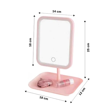 ESPEJO RYBIU BE32220 CUADRADO MAQUILLAJE LED EN ROSADO + PAPEL REGALO - 4