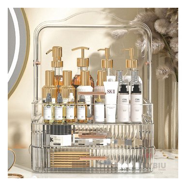 ESTUCHE COSMETICO EN VERDE TRANSPARENTE Y+PAPEL DE REGALO