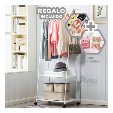 SET PERCHERO RYBIU HO30802 COLGAR ROPA BLANCO + REGALO AGENDITA
