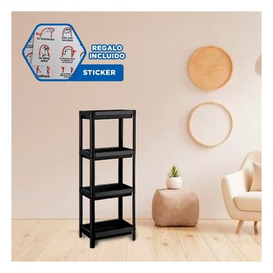 ESTANTE RYBIU HO29698 NEGRO PRACTICO PLASTICO + REGALO STICKERS