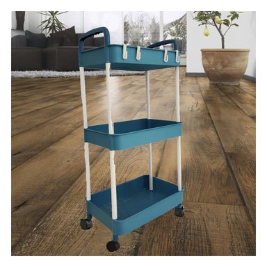 ESTANTE COCINA RYBIU HO30739 AZUL 3 NIVELES CON RUEDAS