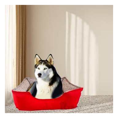 CAMA PERROS MA31046 RYBIU PET EN TONO ROJO TALLA XL + STICKERS