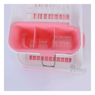 SET ESCURRIDOR RYBIU CO30399 ROSADO FUNCIONAL 2N COCINA + REGALO STICKERS