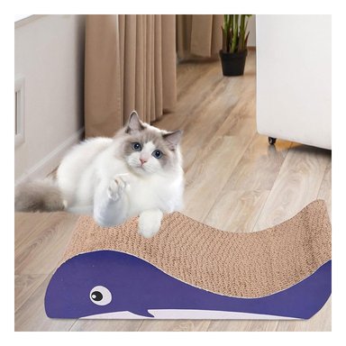 RASCADOR CARTON GATO MA29061 RYBIU DISEÑO DE BALLENA MARRON