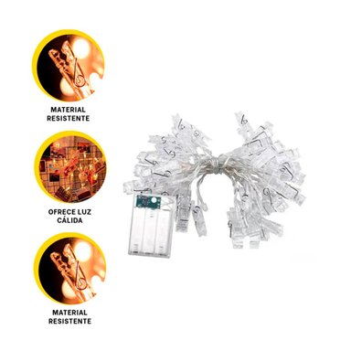 LUCES LED RYBIU HO30766 AMARILLO CON 20 CLIPS FOTOS - 3