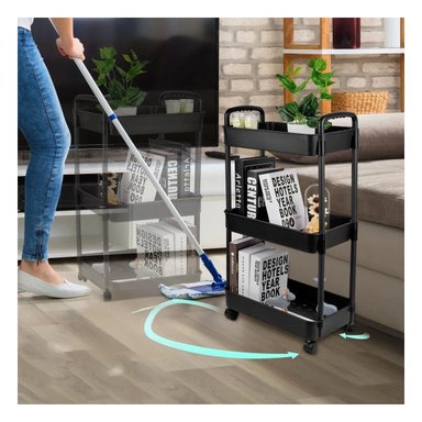 ESTANTE COCINA RYBIU HO30741 NEGRO 3 NIVELES CON RUEDAS