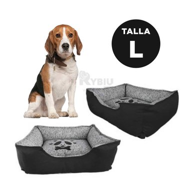 CAMA PERROS MA31030 RYBIU LAVABLE TALLA L COLOR NEGRO + PAPEL DE REGALO
