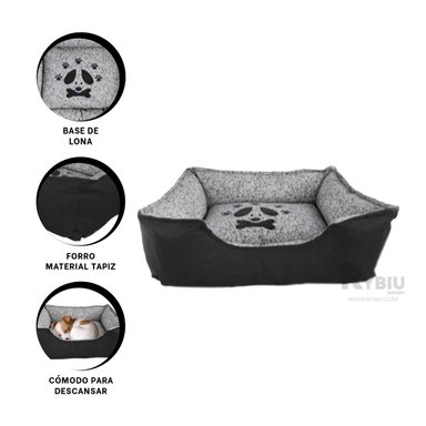 CAMA PERROS MA31030 RYBIU FUNCIONAL DE TALLA L TONO NEGRO + STICKERS