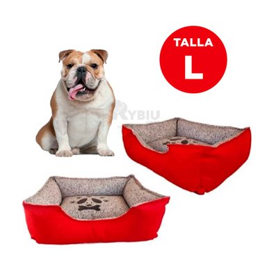 CAMA PERROS MA31031 RYBIU PET EN TONO ROJO TALLA L + STICKERS