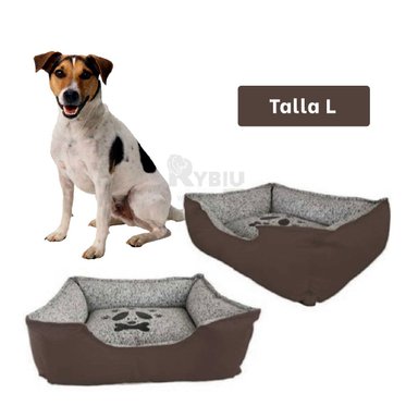 CAMA PERROS MA31029 RYBIU FUNCIONAL DE TALLA L TONO MARRON + STICKERS