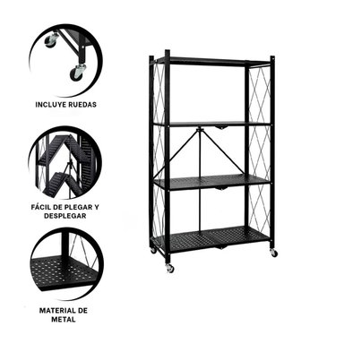 ESTANTE RYBIU HO30749 NEGRO PLEGABLE EL HOGAR 4 NIVELES - 3