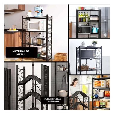 ESTANTE RYBIU HO30749 NEGRO PLEGABLE EL HOGAR 4 NIVELES - 5