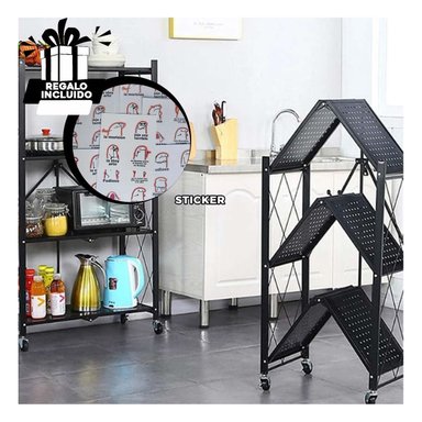 ESTANTE RYBIU HO30749 NEGRO PRACTICO 4 DIVISIONES + REGALO STICKERS
