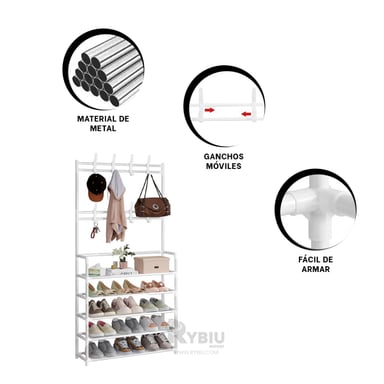 ZAPATERA RYBIU RECTO BLANCO CON PERCHERO + REGALO AGENDITA - 3