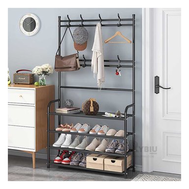 ZAPATERA RYBIU CURVO NEGRO CON PERCHERO + REGALO AGENDITA