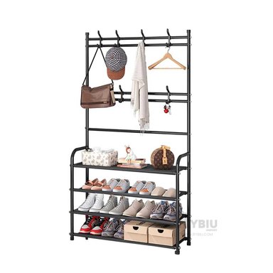 ZAPATERA RYBIU CURVO NEGRO CON PERCHERO + REGALO AGENDITA - 2