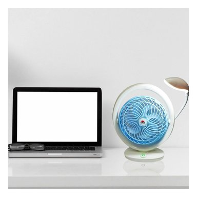 VENTILADOR PORTATIL RYBIU JR2019 ERGONOMICO LAMPARA 3 VELOCIDADES CELESTE