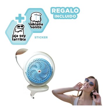 VENTILADOR PORTATIL DE MESA RYBIU JR2019 PRACTICO CELESTE + REGALO STICKERS
