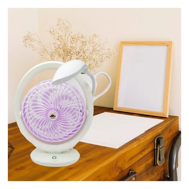 VENTILADOR PORTATIL DE MESA RYBIU JR2018 RECARGABLE LAMPARA COLOR LILA