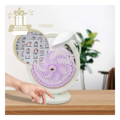VENTILADOR PORTATIL DE MESA RYBIU JR2018 PRACTICO TONO LILA + REGALO STICKERS