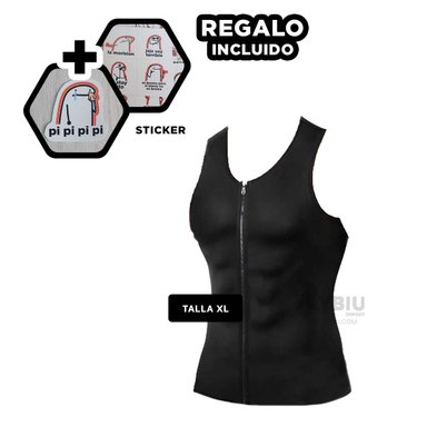 CHALECO HOMBRE RYBIU NEGRO DE30530 CON CIERRE MEN EN XL  + REGALO STICKERS