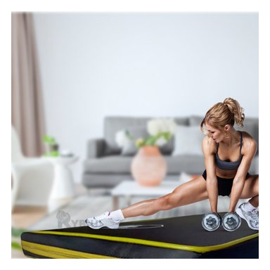 COLCHONETA RYBIU DE30531 PILATES NEGRA L CON AMARILLO + PAPEL REGALO