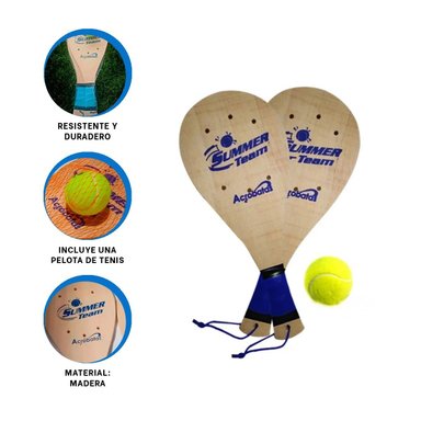 PALETAS TENIS RYBIU MADERA PLAYA DURADERAS Y COMPACTAS ADULTO BEIGE - 3