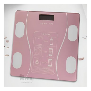 BALANZA RYBIU DE28652 VIDRIO DIGITAL CON BLUETOOTH ROSADO + PAPEL REGALO