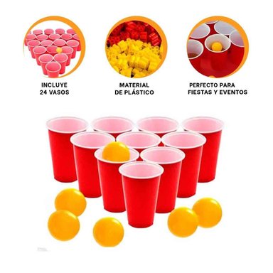 SET DIVERTIDO PING PONG RYBIU DE29547 FIESTA CON VASOS Y PELOTAS - 3